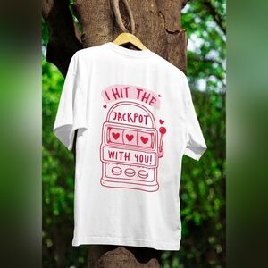 Jackpot Red And White  Valentines Tee Shirt